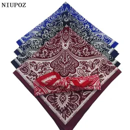 58 58 cm mode kvinnor foulard wrap hip hop bomull bandana fyrkantig cashew halsduk pannband unisex svart röd paisley hög kvalitet