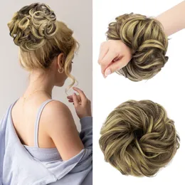 Stora Scrunchies Messy Bun Hair Piece Wavy Curly 3st/Lot Synthetic Ponytail Tousled Updo Hair Extensions Hairpieces for Women Girls Kids LS14