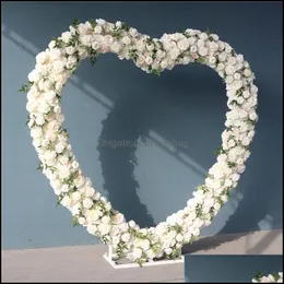 Heart Shaped Flower Row Arrangement Wedding Background Arch Set Party Stage Props Decor Stand Drop Delivery 2021 Decoration Event Supplies