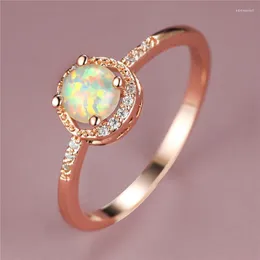 Wedding Rings Vintage Female White Opal Stone Ring Charm Rose Gold Color Engagement Cute Round Zircon Thin For WomenWedding Edwi22