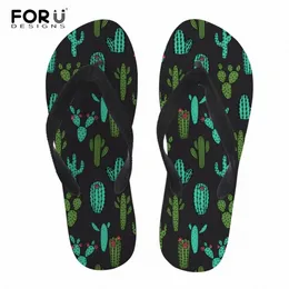 forudesigns Women Slippers Personality Cactus Slippers Prints Female Slip On Bathroom Flipflops Lady Soft Rubber Sandals Zapatillas Mujer