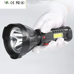 New Led Flashlight Built in Battery The Farthest Lighting Distance Big Cup Reflactor Torch Micro USB Rechargeable Outdoor Lantern