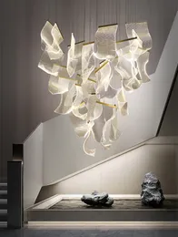 Lujos de lujo moderno Lámpara de LED para sala de estar Decoración para el hogar grande Colgando Luz de diseño Creativo Stailación Lámpara de acrílico de oro