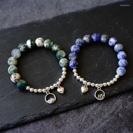 Charm Bracelets Meetvii Vintage Mountain And Sea Couple Lovers Blue Natural Stone Beads Friendship Wholesale JewelryCharm Inte22