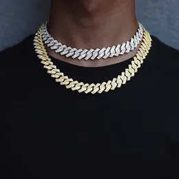 Łańcuchy łańcuchowe łańcuch choker naszyjnik męski mrożony krystalicznie złoty designerski naszyjniki biżuterii
