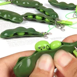 Fidget Toys Pack Decompression Edamame Toy Squishy Squeeze Peas Beans Press Keychain Cute Stress Adult Toy Key chain 0993