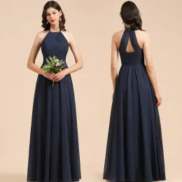 Элегантный темно -синий подружка невесты одевается на линию складки с ножом. Обороты длинные горничные платья для женщин -платья Женщины вечерние выпускные одежды плюс размер BM3005