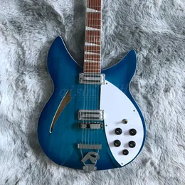 blaue Farbe 12 Saiten Rickenback E-Gitarre Halbhohlkörper Roger Limit 12-saitige Ricken-Gitarre