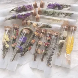 Decoration Mini Wishing Bottle Glass Test Tube Dried Flower Rose Gypsophila Creative Gift Hand-held Gift Box With Bouquet