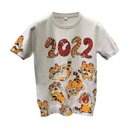 Herren T-Shirts Jahr des Tigers Red Bottoming Shirt Herren Halbärmeliges Frühlings- und Sommer-Kurzarm-T-Shirt Trend Topy 2kHerren