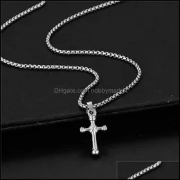 Chokers Necklaces Pendants Jewelry High Quality Antique Sier Color Cross Charm Pendant For Women Men No Fade Stainless Steel Wedding Drop