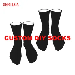 2Pairs Lot 3D Print DIY Socks Men Men Custom Made Cotton Sock Sock Free Design 220707