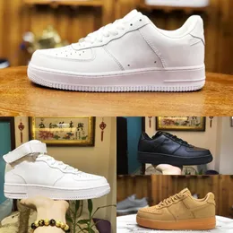 2022 Nuevos diseñadores al aire libre Hombres Low Skateboard Shoes Descuento One Unisex ForcES Classic 1 07 Knit Euro Airs High Women All White Black Wheat Running Sports Sneakers