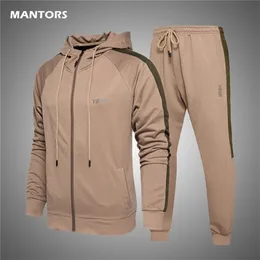 Conjunto de 2 peças agasalho masculino moletom com capuz calça outono zíper moletom com capuz roupas esportivas terno casual masculino conjunto roupas de inverno s 201210