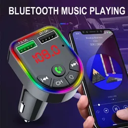 Ambiente Bluetooth 5.0 FM Transmissor Bluetooth Car Kit MP3 Player sem fio Receptor de áudio Handsfree 2 USB Carga rápida TF U Play