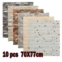 3D Wall Stickers Self-adhesive Brick Panels Living Room Decoration Bedroom Decor Waterproof Wallpaper Kitchen TV Backdrop Home 220504