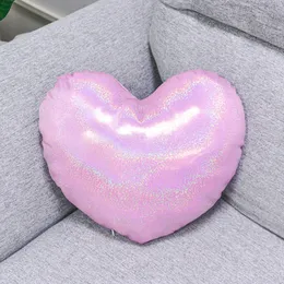 Polyester Süblimasyon Glitter Yastık Kılıfı Boş Kalp Yastık Kanepe Yatak Odası Dekorasyon Kapakları DIY Hediye Ev Dekorasyon Malzemeleri