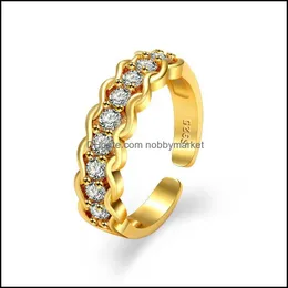 Band Ringe Schmuck Frauen Diamant Reihe Ring Finger Gold Offene Einstellbare Cluster Schwanz Verlobung Hochzeit Mode Drop Lieferung 2021 J67NL