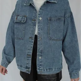 syiwidii denim cossiondized jeans coat Korean coats春秋ジャケットブルーアウトウェア220812