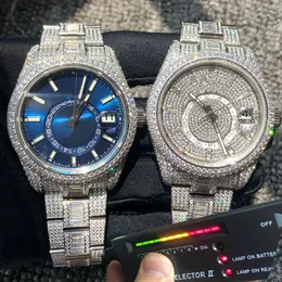 Moissanite Full Iced Out Diamonds Watch Pass 테스트 자동 스윕 ETA 운동 Orignal Clasp 모든 기능 남성 사치