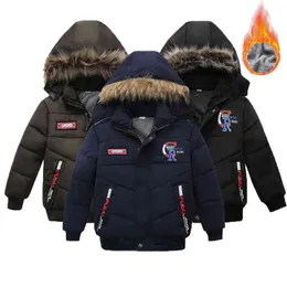 2-4 Jahre Warme Winter Jungen Jacke schwere Plüschfutterpelzkragen Kapuze-Jacke für Kinder Geburtstag präsent