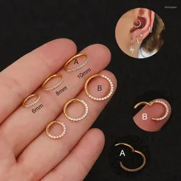 Hoop & Huggie 1PC 100% Stainless Steel Cz Cartilage Earring Hinged Segment Clicker Ring Nose Septum Jewelry Daith Piercing EarringsHoop Moni
