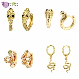 Hoop Huggie Sterling Silver Ear Needle Inlaid Crystal Snake Earring Cross Earrings for Women Animals Pendant Jewelry Giftshoop