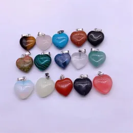 Party Supplies 16mm Natural Stone Quartz Crystal Pendant Heart Shaped Charms Crystal Chakra Stones Pendants For Necklace Earring Jewelry Making