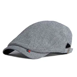 2021 Cotton Four Seasons Solid Color Newsboy Caps مسطح قبعة الرجال والنساء رسام القبعات 99 J220722