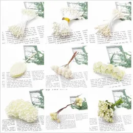 Decorative Flowers & Wreaths 6/10/12/50/60/70/90/144pcs Beautiful White Flower Cherry Stamen Berries Bundle DIY Christmas Wedding Gift Box D