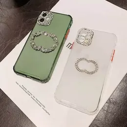 Custodie per telefoni di design di lusso per iPhone 12 13 Pro Max Cover per cellulare da donna 11 XR X XS 7 8 Plus Custodia per telefono con diamanti Verde Bianco Alta qualità