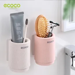 ECOCO Magnet Toothbrush Bathroom Accessories Holder Wheat Straw Healthy for Home Wall Mount Dust-proof No Nail Wall