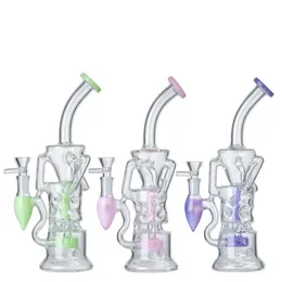 In Stock Double Recycler Feb Egg Hookahs Glass Bongs Oil Dab Rigs Turbine Perc Water Pipes Thick Glass Unique Bong 14mm Female Joint With Bowl