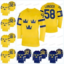 Equipe VipCeoMitNess Suécia 2022 Winter Hockey Jersey Max Friberg Marcus Kruger Dennis Everberg Pontus Holmberg Lucas Wallmark Lars Johansson Linus