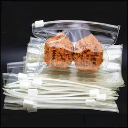 Bolsas de j￳ias bolsas de embalagem exibem inteiras 50pcs/lote branco pl￡stico transparente k saco de colar de colar de contas bolsa ￠ prova de poeira PVC Drop De