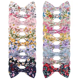 19 Styles Sweet Floral Bowknot Hairpins Cute Girls Handmade Bow Baby Hair Clips Cotton Boutique Duckbill Clip Barrettes Kids Hair Accessories M4113