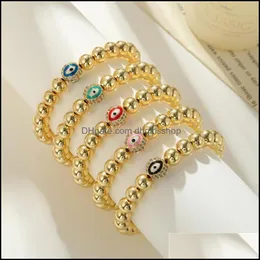 Beaded Strands Classic Design Copper Beads Bracelet Micro Pave Evil Eye Bracelets Drop Delivery 2021 Jewelry Dhgirlsshop Dhbtv