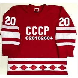 Cecustomize o Tage Viacheslav Fetisov Vladislav Tretiak 1980 CCCP Russia Hockey Jersey Borderyer costume ou personalizado qualquer nome Retro Jersey