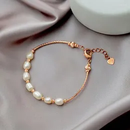 Catena a maglie Gioielleria di moda Boemia Perle d'acqua dolce Perla ovale Elegante braccialetto con ciondoli Bracciale per donna Festa quotidiana Sl549Link