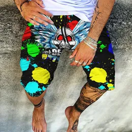 شورت رجال Keke Swim Trunks Magic Colorful Skull 3D في جميع أنحاء المطبوعة على الشاطئ تصميم كرة السلة الصالة الرياضية غير الرسمية للجنسين شورت الشراهة