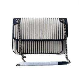 2022High quality designer shoulder bag women's vertical stripe postman bag delivery box