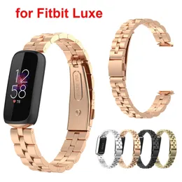 Stainless Steel Strap For Fitbit luxe Watch Bracelet Three Bead Wrist Band Chain Metal Replacements Smart Watchband Accessories