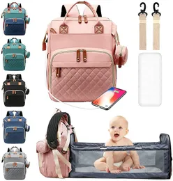 Diaper Bags 3 In 1 Diaper Bag Backpack Foldable Baby Bed Waterproof Travel Bag w 220823