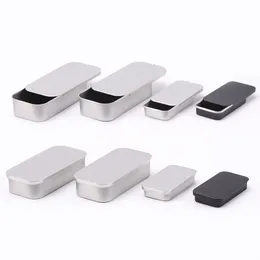 Empty Small Rectangle White Black Mint Cosmetic Brow Soap Solid Perfume Lip Balm slide top rectangular metal Tin Case Box Container