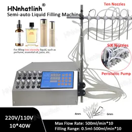 10 Heads Perfume Juice Essential Oil Vial Oral Liquid Filling Machine Semi Automatic Peristaltical Pump Filler 50ml Small Bottle