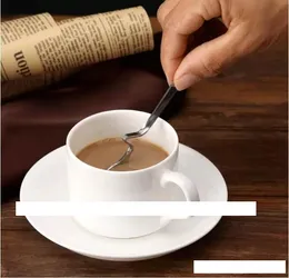 Stainless steel Twisted handle Curved Tea Coffee Drink Condiment Spoon Teaspoon V handled Honey jam