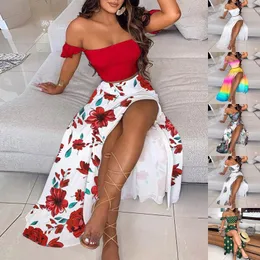 Vestido sexy de moda feminina o pescoço 3d Lady Lady Strapless Streetwear Beach Long 220713