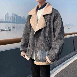 Męskie Parkas 2022 Zime mężczyźni luźne zwykłe jagnięta płaszcze gęzią kaszmirową kurtkę śnieżną 3-kolorowe ubrania bawełniane M-2xl Bran T220809