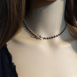 Chokers Designer Original Fashion Black Crystal Pure Handmade Chain Necklace 2022 Ladies Flower Clavicle JewelryChokers