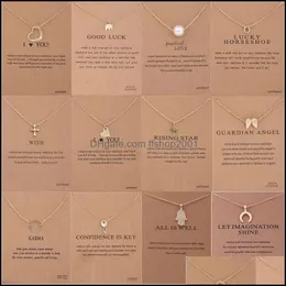 Collane con ciondolo Collana dogeared con carta regalo Elefante Perla Amore Ali Croce Chiave Segno zodiacale Bussola Loto per le donne Ffshop2001 Dhu0Q